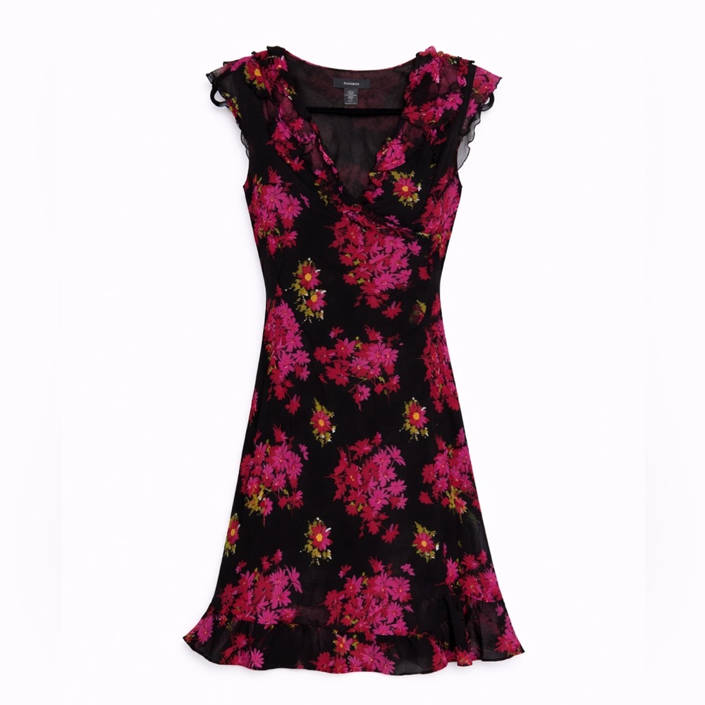 🌸🌺 100% Silk Express Floral Black Dress